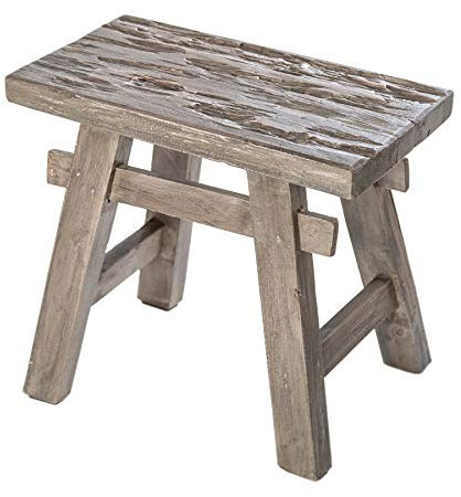 Invicta Interior Massiver Sitzhocker Hemingway 50cm grau Mahagoniholz Beistelltisch Holzhocker Schemel aus Massivholz