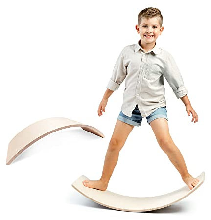 MAMOI® Balance Board für Kinder, Balance wippe, Balancieren und Gleichgewichtstrainer, Balanceboard, Balanceboards indoor, Balancierbrett, Wobble Board aus Holz, Balance-board mit matte ab 3