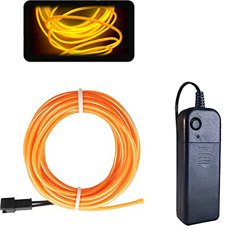 Balabaxer Gelb EL Draht, 3M Neon Kabel Mit Batterie Trafo, Leuchtet Electroluminescent, für Partys, Halloween.