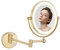 Dowry Miroir Grossissant Lumineux Mural Doré Miroir Maquillage Lumineux Extensible Miroir Mural Grossissant x10-360° Pivotant Miroir Grossissant Double Face pour Hôtel,Chambre - Diamètre 20 cm