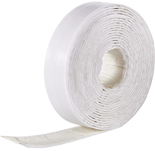 Blanca Cinta Selladora Impermeable Baño Bañera,Cinta Adhesiva Fregadero,PE Silicona,Rodapie Flexible Autoadhesivo (2cm)