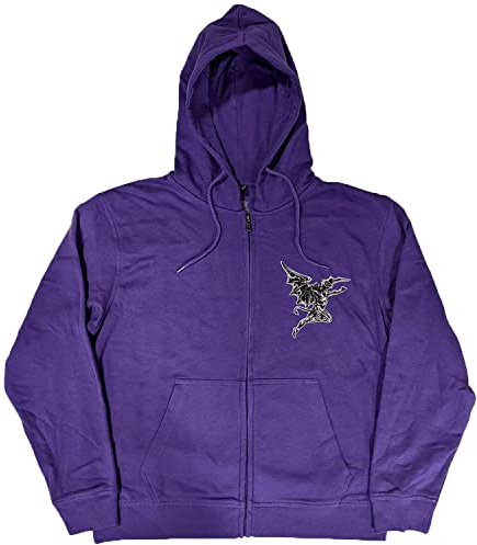 Black Sabbath Hoodie Henry Pocket Band Logo Official Unisex Purple Zipped S