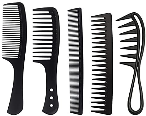 Bekecidi 5 Stück Hair Styling Kämme, Breiter Zahnkamm Kit Normale Zahnkamm Grobzinkiger Kamm Kamm Locken Herren Damen Friseur Styling Kamm, für Mit Verschiedenen Arten Von Haaren Haarkamm