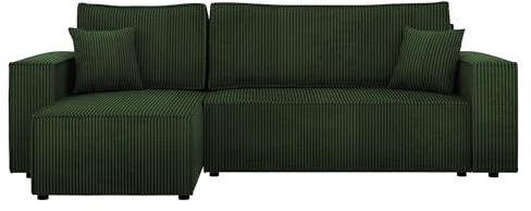 Mirjan24 Ecksofa Kobaro Cord Sofa Eckcouch Couch mit Schlaffunktion und Bettkasten Ottomane Universal, L-Form Couch Schlafsofa Bettsofa Farbauswahl (Poso 14)