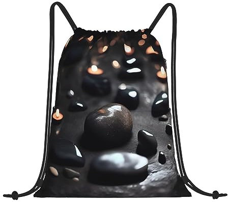 ZYVIA Schwarzer Sportrucksack mit Herz-Stein-Motiv, aus Polyester, wasserdicht, stark, leicht, integrierter Reißverschluss, zusätzliche Sicherheit, ideal für Fitnessstudio, Yoga, Tanz, Reisen, Schwarz