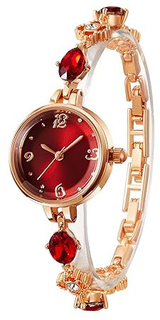TIME100 Uhr Damen Analog Quarz Armbanduhr Elegant Luxuriös Klein Und Fein Vergoldet Edelstahl Jade Armreif Modisch Zifferblatt Rosegold