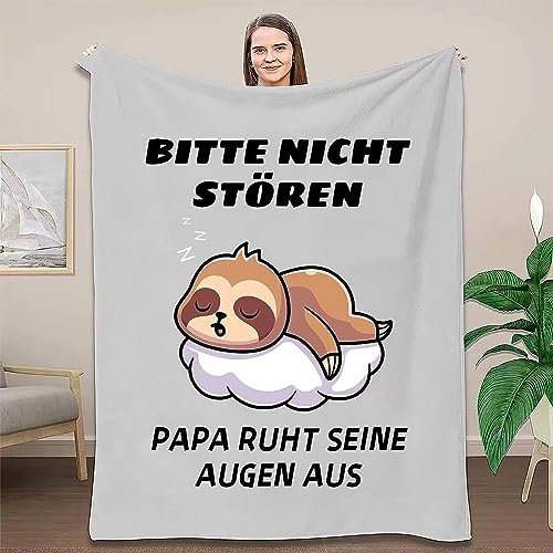 ZQYMM Geschenke für Papa, Lustige Faultier Decke Papa Geschenk, Papa Geschenk Geburtstag, Geburtstagsgeschenk Vatertagsgeschenke Vatertag für Papa, Flauschige Kuscheldecke Beste Vater Geschenkidee