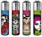 Clipper® Feuerzeuge im Multipack - 4er Set mit coolem Look - Nachhaltig NEU - INKL Gratis Crystal Deko Balls (Calaca)