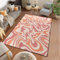 9CH Teppich, gewellt, Wirbel-Design, handgezeichnet, 70er-Jahre-Stil, Vintage-Stil, modern, rutschfest, für Wohnzimmer, Schlafzimmer, Kinderzimmer, Rosa / Orange