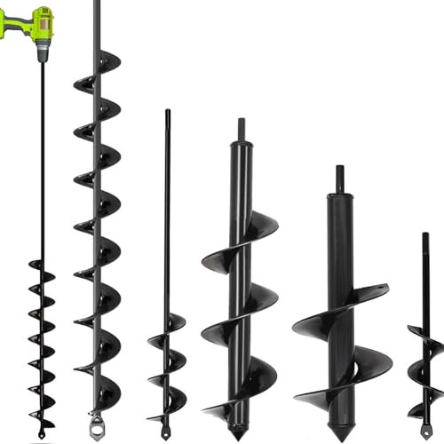 5 Set Auger Drill Bit for Planting,Heavy Duty Garden Auger Spiral Drill Bit Bulb Planter Tool for Planting Bedding Plants,Universal for Cordless Drill(1.6x9,1.6x16.5,3x16.5,4x12,2x32)