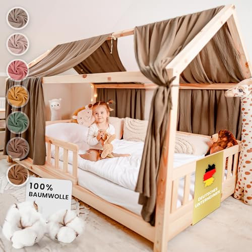 lilimaus Hausbett Himmel [in 12 Farben] Betthimmel Hausbett aus 100% Baumwolle Musselin - Stoffhimmel für Hausbett Deko Mädchen & Jungen - Himmel für Hausbett Kinder - Bett Vorhang Kinderbett