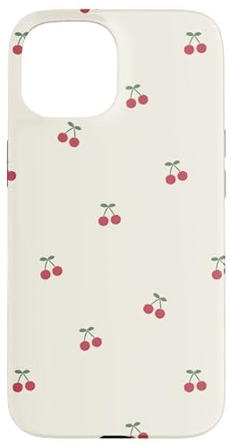 Hülle für iPhone 15 Minimalistische Kirsche, ästhetisch, Pastellbeige