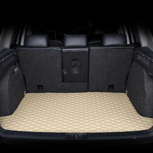 Auto Leder Kofferraummatte für BMW Series 5 F10 F11 2010-2017, Auto Kofferraum Schutzmatte Auto Kofferraummatte Hund Kofferraumschutz Zubehör,Beige