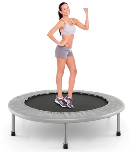 LIFEZEAL Faltbares Fitness-Trampolin Ø 97 cm, Mini-Trainingstrampolin mit Federn, robuster Stahlrahmen, Belastung 150 kg, Fitness-Springer für Kinder, Erwachsene