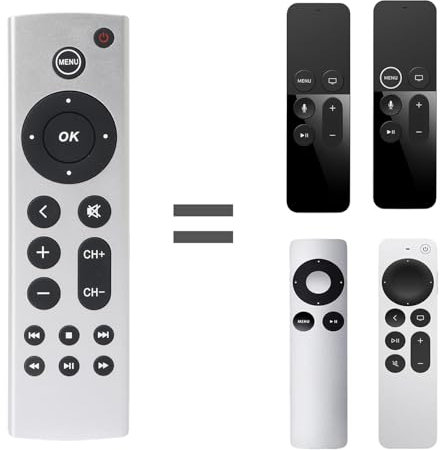 Universal Infrared Remote Control for Apple TV 4K, for Apple TV Box Gen 1 2 3 4, for Apple TV HD A1469 A1378 A1218 A2843 A2737 A2169 A1842 A1625 A1427