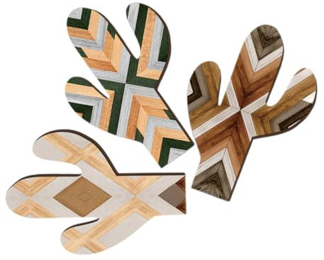 Cabilock Rustikales Kaktus Wanddekor Boho Landhausstil 3 Stück für Wohnzimmer Dekorative Wanddeko mit Filigranem Design zur Indoor Raumgestaltung