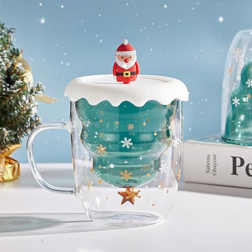 Richaa Weihnachtstasse Weihnachtsgeschenke Latte Macchiato Gläser Doppelwandige Gläser Cappuccino Tassen Kaffeetassen Christmas Mug Weihnachtsbecher Weihnachtsgläser Geschenk Weihnachten 300ml