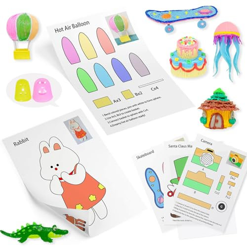 SONGTIY 3D-Druck-Zeichen-Vorlage, 20 Blatt 3D-Malpapier-Schablonen, 3D-Stift Zeichnung Graffiti mit einer transparenten PVC-Tafel, Weihnachten, DIY-Geschenke