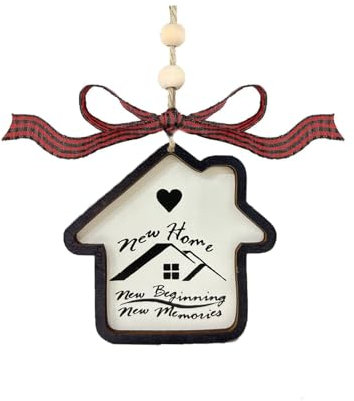 Bfuebur New Home Weihnachtskugeln Holz Kleines Haus Personalisierte Weihnachtsdekorationen mit Grußkarte Neues Zuhause Geschenke für Familie Freunde Paar