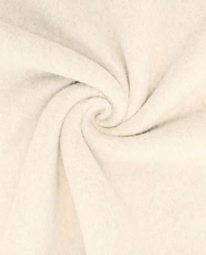 Bio Baumwoll Fleece Meterware - Fleecestoff Bio - Organic Baumwolle - Polarfleece Winterstoff - Biofleece Fleecejacke nähen *Ab 25 x 150 cm, Farbe: 051 creme