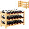 HOMFME Range Bouteille en Bambou Massif Robuste, Étagère à 3 Niveaux pour 18 Bouteilles sur Table, Design Incliné, 62 x 24 x 38 CM, Casier à Vin pour Bar, Salon, Salle à Manger, Naturel