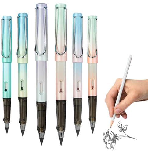 XURJUMI 6 Pezzi Matite Eterne, Matita Eterna Riutilizzabile con gomma, Matita Infinita Portatile Senza Inchiostro Eterna,Forniture per Gadget per Pittura per Ufficio