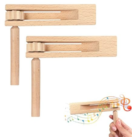 Carraca de Madera Juguete,Trinquete Giratorio de Madera,Juguetes de Instrumentos 2PC Carraca de Madera,Fabricante de Ruido para Niños Juegos De Animación Fiesta Deportiva Atmósfera Activa