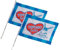 Bandiere Tifoso Napoli DOC, Set di 2 con Asta 40x60 cm, Blu e Bianco