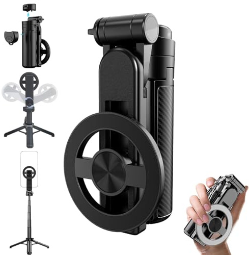 4-in-1 Multifunktions-Selfie-Stick mit 360°-Drehung und Magnet,Magnet Selfie Stick mit Stativ,130CM Erweiterbar Handy-Stativ mit Fernbedienung,Magnetisches Handystativhalter für Smartphone
