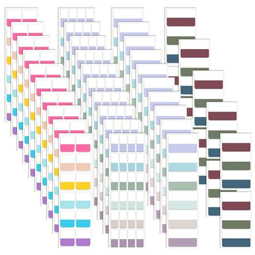 450 PCS Kleberegister, 4 Größen Morandi Colored Page Markers, Selbstklebende Seitenmarker, Haftstreifen und Index Tabs für Bücher, Ordner, Dokumente, Büro und Schule