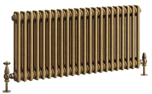Go Bathrooms Traditional 2 Column Radiator 400x1010mm Brass | Cast iron style horizontal radiator for central heating. Features 2 column panels with an antique brass finish.