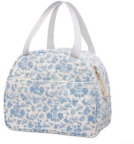 Sac à déjeuner isotherme en coton conçu pour le travail et les voyages, portable avec compartiments spacieux pour garder les aliments au chaud ou au frais, fabriqué à partir de matériaux (fleurs