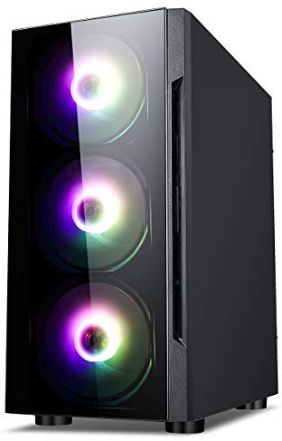 Gaming PC Tower - Intel Core i5, GT 710 2GB, 16GB RAM, Dual Storage (128GB SSD + 1TB HDD), Windows 11, 1-Year Warranty – Ultimate Home & Office Gaming PC Set (Flash Black)
