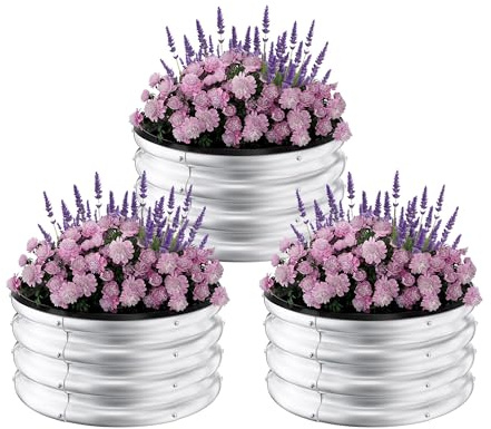 Virimolo 3Er-Set Hochbeet Metall, 60x28Cm Pflanzbeet Aus Verzinktem Stahl, Robuster Garten Beet Für Gemüse Blumen, Pflanzkübel