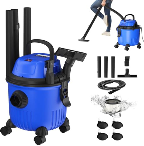 Wet And Dry Vacuum Cleaner, 2000W 3-in-1 15L Container Multipurpose Vacuum with Blower Cleaning, 1.5m Flexible hose and Accessories, Powerful Tub Vacuum Cleaners Electric Carpet & Floor Hoovers
