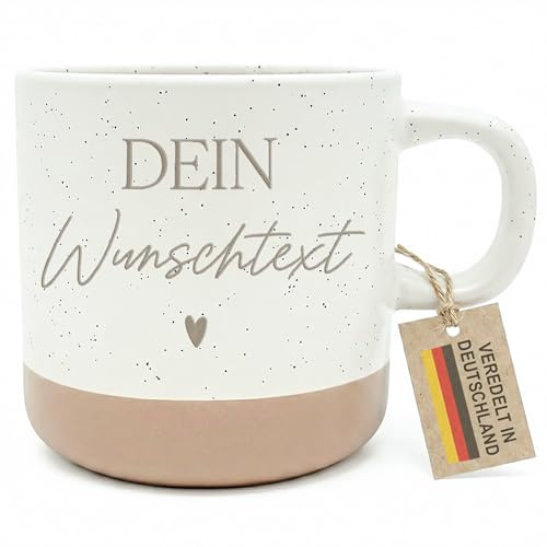Steingut Tasse personalisiert mit Text Gravur Kaffeebecher selbst gestalten Geschenk Teetasse Kaffeetasse 360 ml