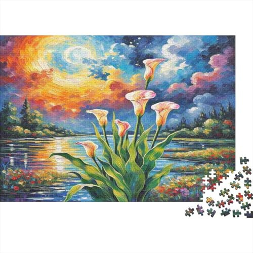 Bunte Landschaft 1000 Teile Lilien Puzzle für Erwachsene Papier hochwertig Großformat Lernspiel Landschaft Wanddeko 52x38cm/1000pcs
