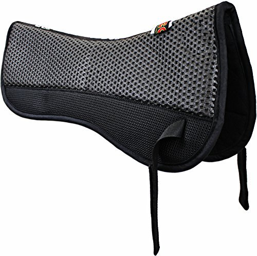 ECP All Purpose Grip Tech Hälfte Sattel Pad rutschfeste oben gebürstete Baumwolle unten Kompression Schaumstoff atmungsaktiv, Feuchtigkeitstransport mit Mesh-Klappen, schwarz