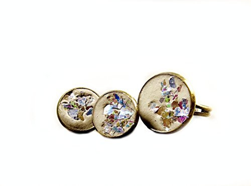 Ladyville Set Beton Ring und Ohrstecker - blau