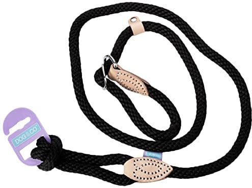 DOG & Co Soft Touch Rope Slip Dog Lead, 1.4 x 150 cm, Black