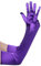 BABEYOND Damen Handschuhe Satin Classic Opera Fest Party Audrey Hepburn Handschuhe 1920er Stil Handschuhe Elastisch Erwachsene Größe Ellenbogen bis Handgelenk Länge 52/55cm (Lang Glatt 52cm / Lila)