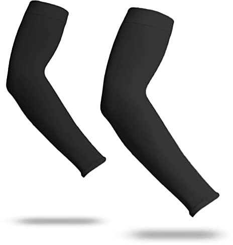 YISEVEN Manicotti a Compressione per Braccia, Sport Fascia Anti UV Protezione Polsini Basket Ciclismo Bicicletta Tennis Correre Pallavolo Tatuaggio Sportivi Accessori, Adulto - Uomo Nero/XL (1 Paio)