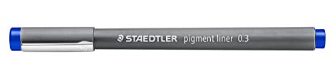 STAEDTLER pigment liner, blau, Linienbreite 0,3 mm, dokumentenechte Pigmenttinte, lange Metallspitze, lange Lebensdauer, 10 Fineliner im Kartonetui, 308 03-3