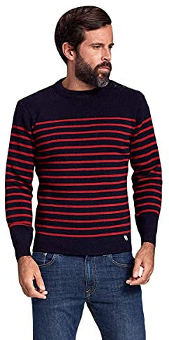 Armor Lux Herren Gestreifter Matrosenpullover Molène aus Wolle Pullover, Mehrfarbig (I78 Navi/Chili Red I78 Navie/Chili Red), XX-Large
