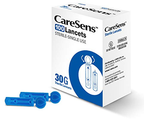 CareSens Sterile Single Use Ultra Thin 30G Universal Designed Lancets (100 Counts) for Minimizing Skin Discomfort and Pain