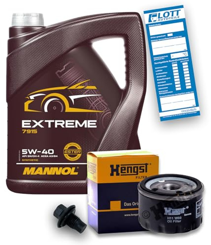 Ölwechsel Set Inspektion 5 Liter Motoröl Mannol Extreme 5W-40 Öl + Ölfilter + Verschlussschraube Öl Ablassschraube