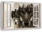 Feeby - Wandbilder Wohnzimmer 120x80 cm, Deko Paneel Bilder, Bilder für Schlafzimmer, Echter Gemalter Effekt, Moderne Wanddeko, Gemälde - Fensterblick, Wolf - Grau