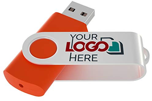 Possibox Memoria USB Giratoria Personalizada 512MB para Publicidad Pendrive con Logotipo/Texto - Promociónal por Mayor - USB 2.0 Naranja, 500 Piezas