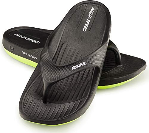 Aqua Speed ALCANO Sandali da Bagno | Uomini | Donne | Separatori per Dita dei Piedi Antiscivolo | Sandali da Doccia | ALCANO - Nero | Taglia: 40