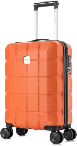 ATX Luggage 55x36x20cm Cabin Suitcase Super Lightweight Small Suitcase Approved for 100+ Airlines Including EasyJet, Ryanair, British Airways & Virgin Atlantic (Orange, 21Inches, 33Liter)